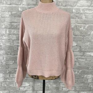 RD Style Ribbed Mocneck Pink Cloud Sweater